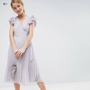 ASOS Wrap Style Midi Dress in Dusty Lavender